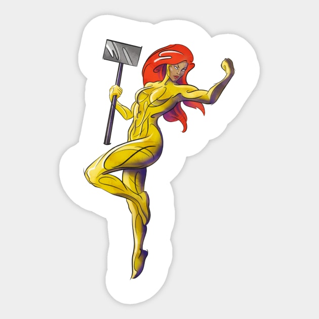 superwoman with a hammer Sticker by Cooometa